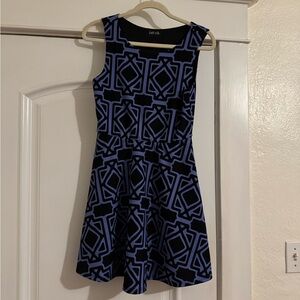Fab'rik Black and Blue Patterned Mini Dress